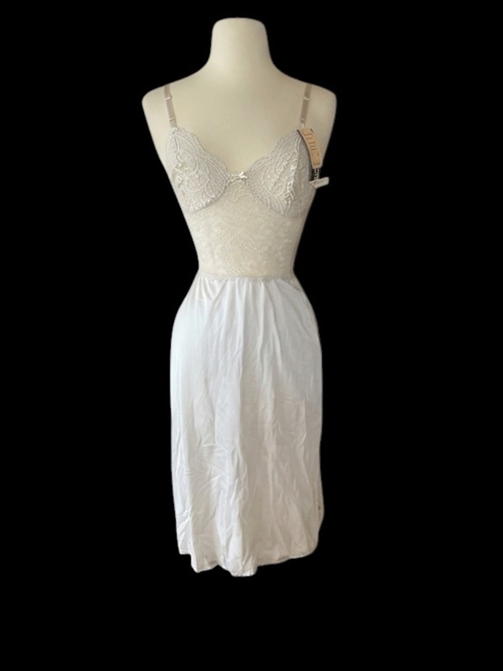NWT 1970s Vassarette Lace, Adjustable Strap Slip